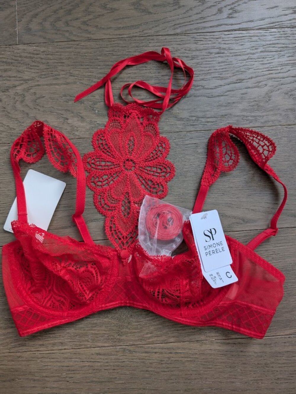 Simone Perele Convertible Red Bra and Bottom set NWT size 34C